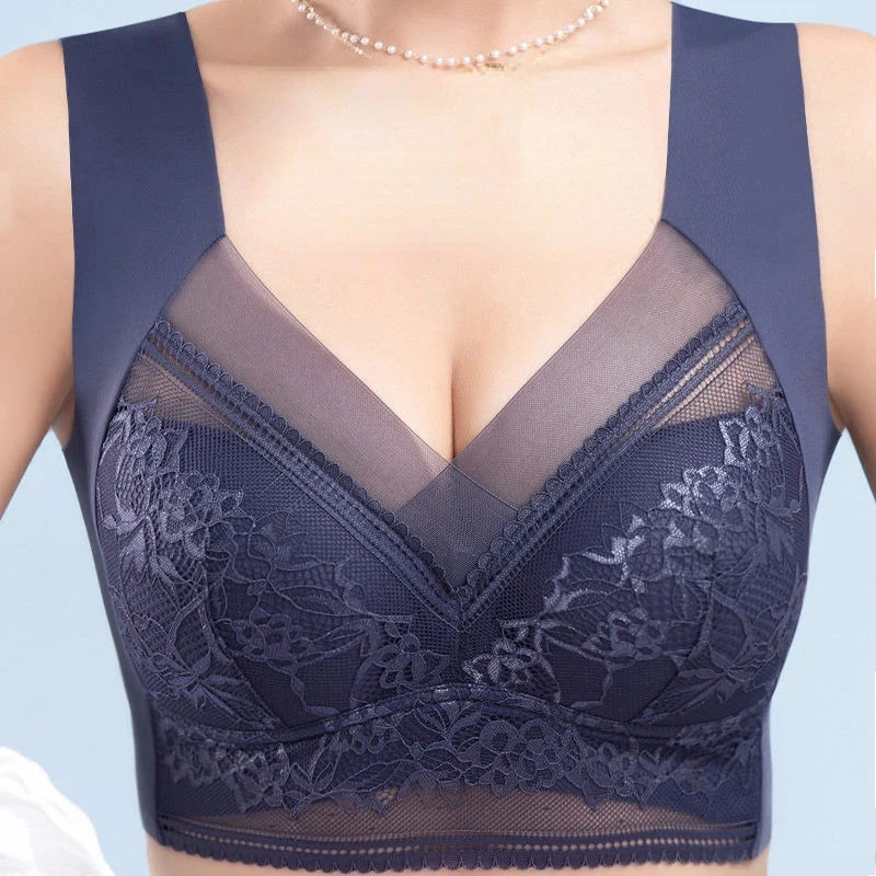 Women Large Bra Push Up Ice Silk Seamless upper Bralette Lace