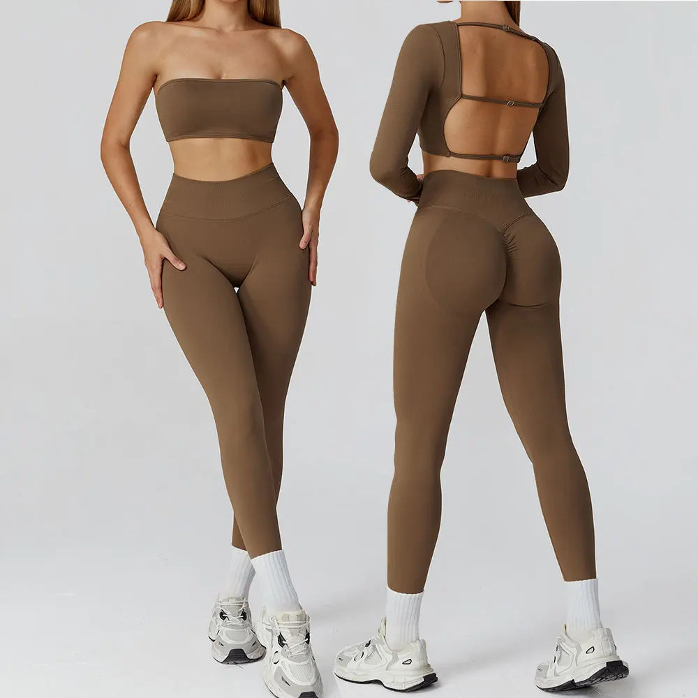 Set 2PCS Gym Sportswear Women Leggings Fitness Suit